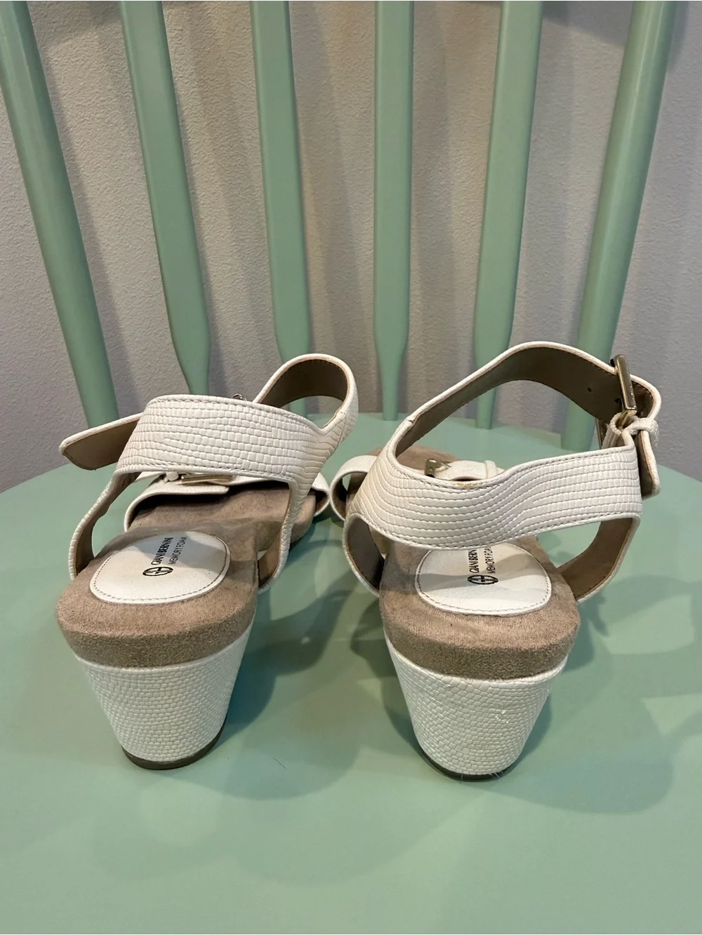 Giani Bernini Bryan’s Memory Foam White Wedge Sandals